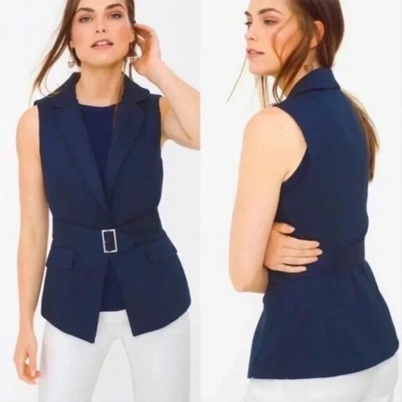 (EUC) White House Black Market Linen-Blend Dobby Vest (Size 10) - Picture 2 of 10